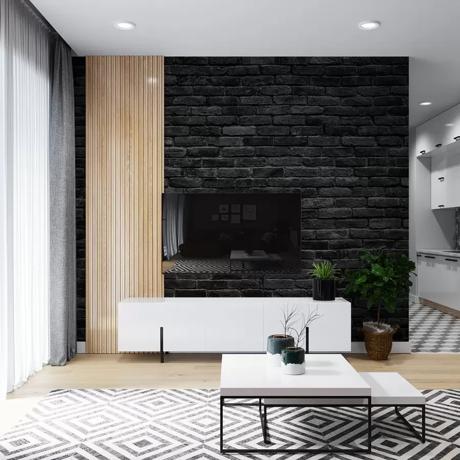 fototapet Tapet negru de cărămidă u53027