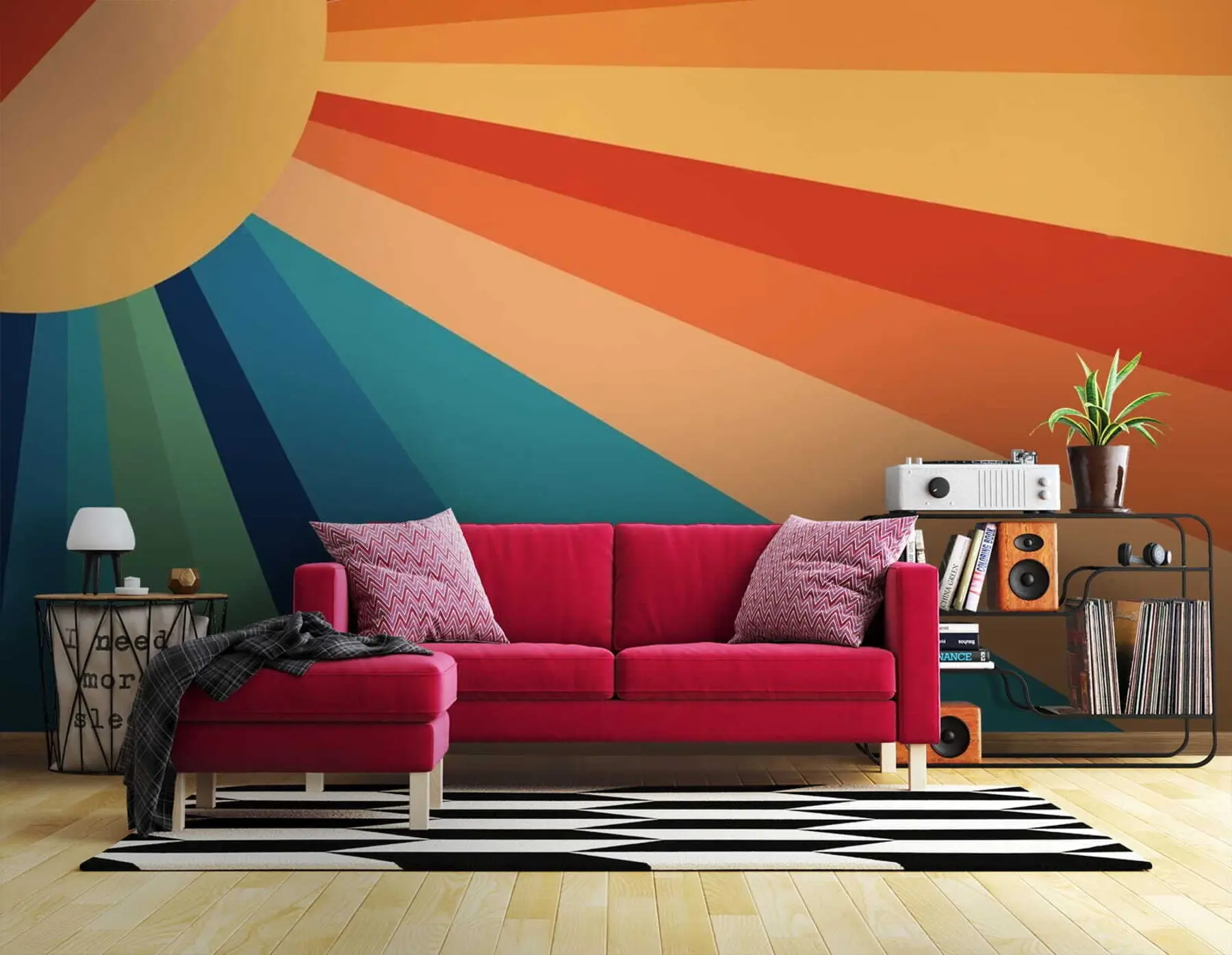 fototapet Tapet elegant cu soarele în stilul anilor '70 u51638