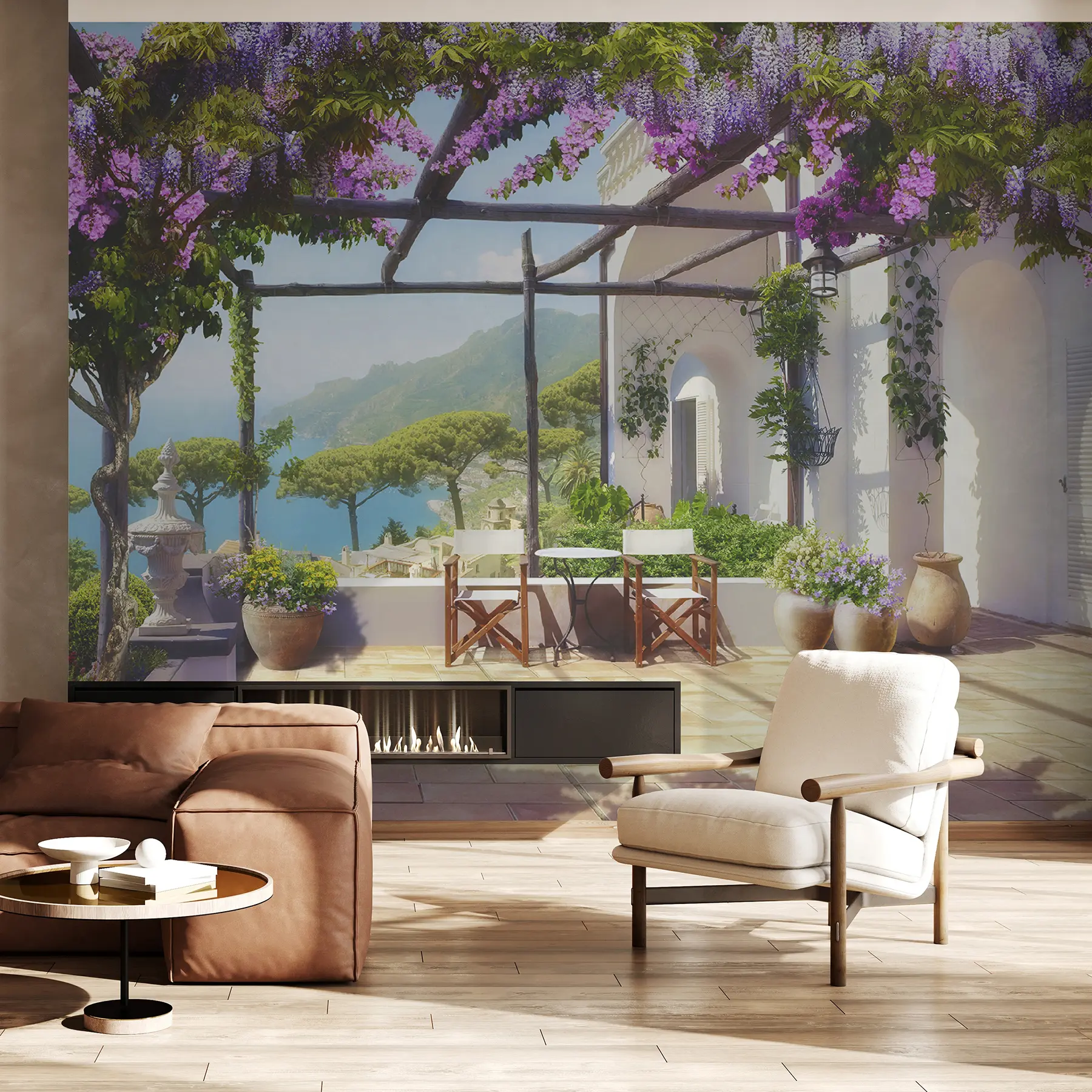 fototapet Wisteria înflorește pe verandă u03904