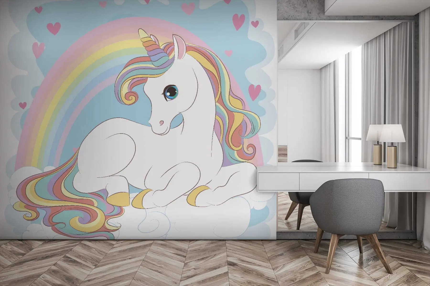 fototapet Unicorn pe un nor u10971
