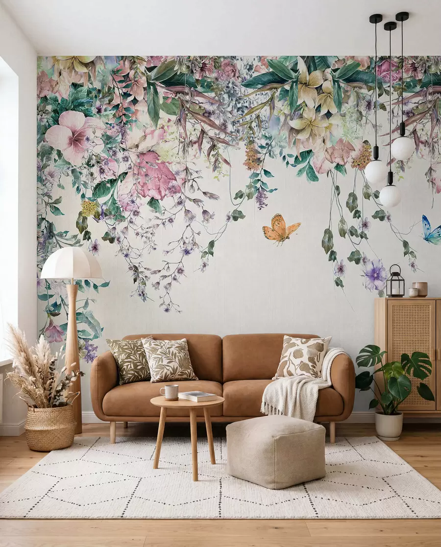 fototapet Flori exotice și fluturi u30601