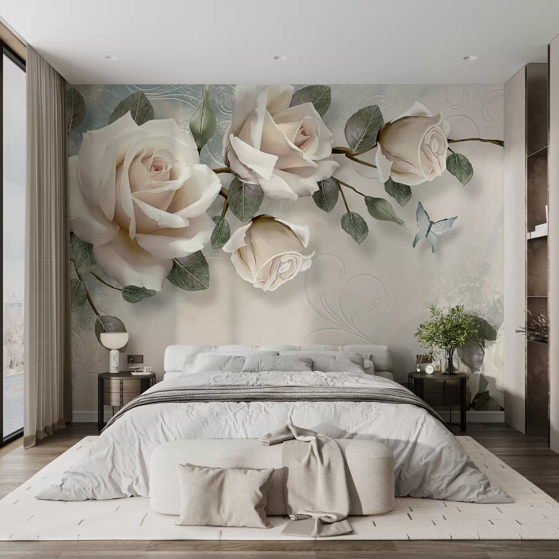 fototapet Trandafiri crem u31353
