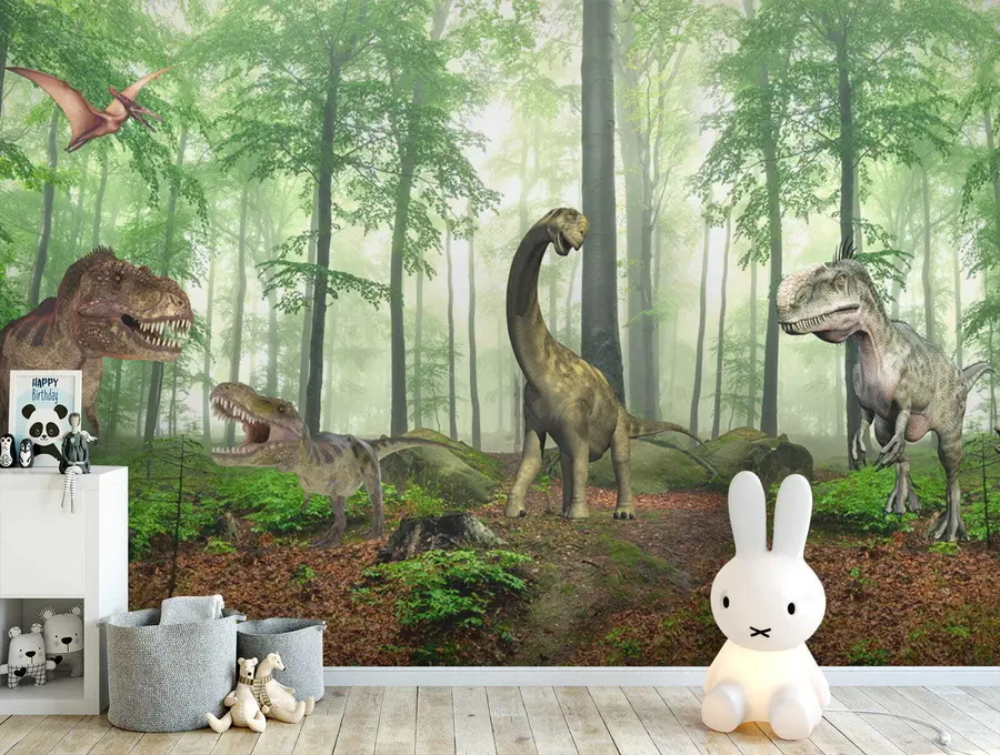 fototapet Dinozauri în pădure u60039