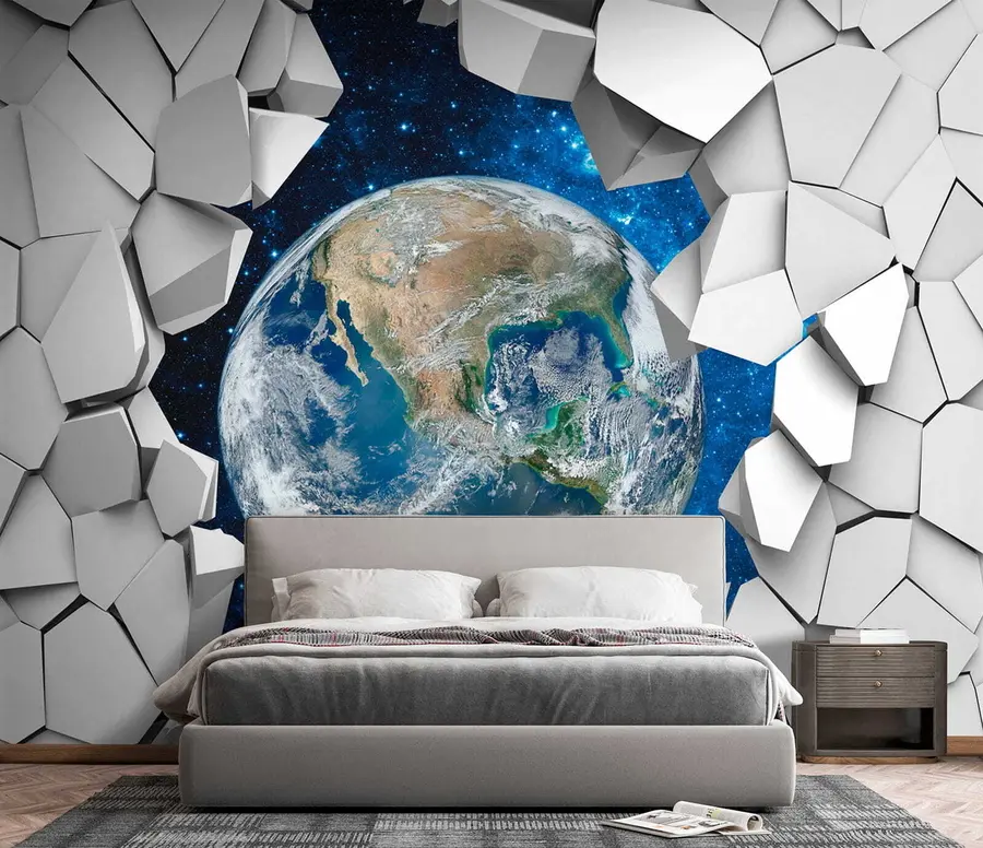 fototapet perete și planetă 3D u77808
