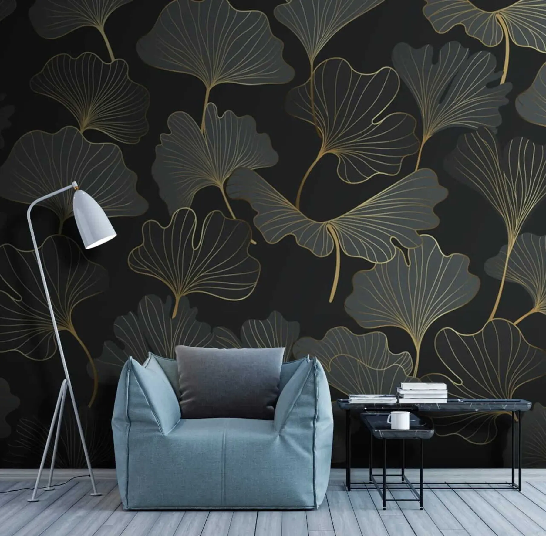 fototapet Frunze Ginkgo în stil art deco u53248