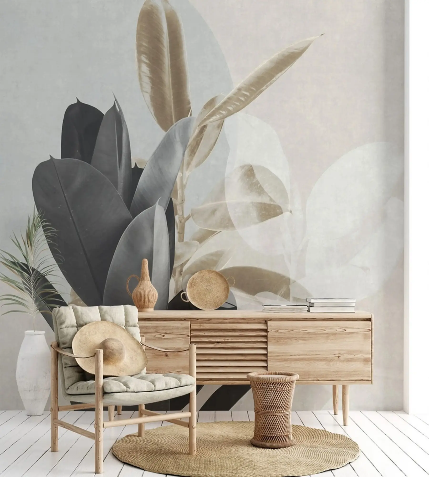 fototapet Ficus pe fundal de perete grunge u71334