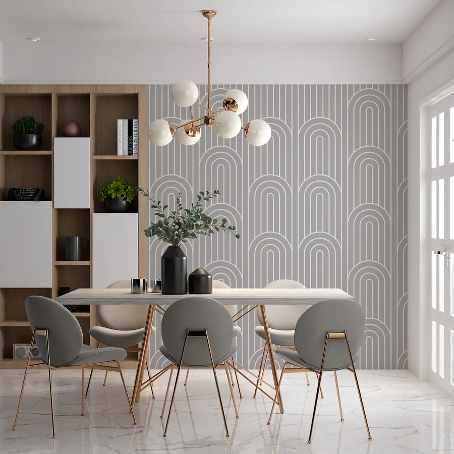 fototapet Arcurile grafice geometrice sunt o nouă tendință boho gri w00137v1