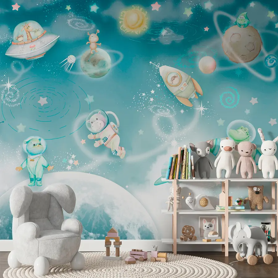 fototapet Aventurile cosmice și galactice ale animalelor astronauților w00343