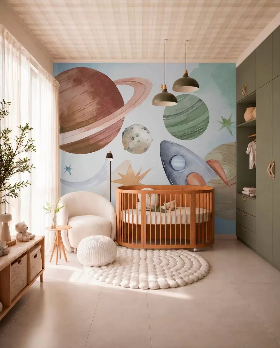 fototapet Paradă de planete pastel w00539