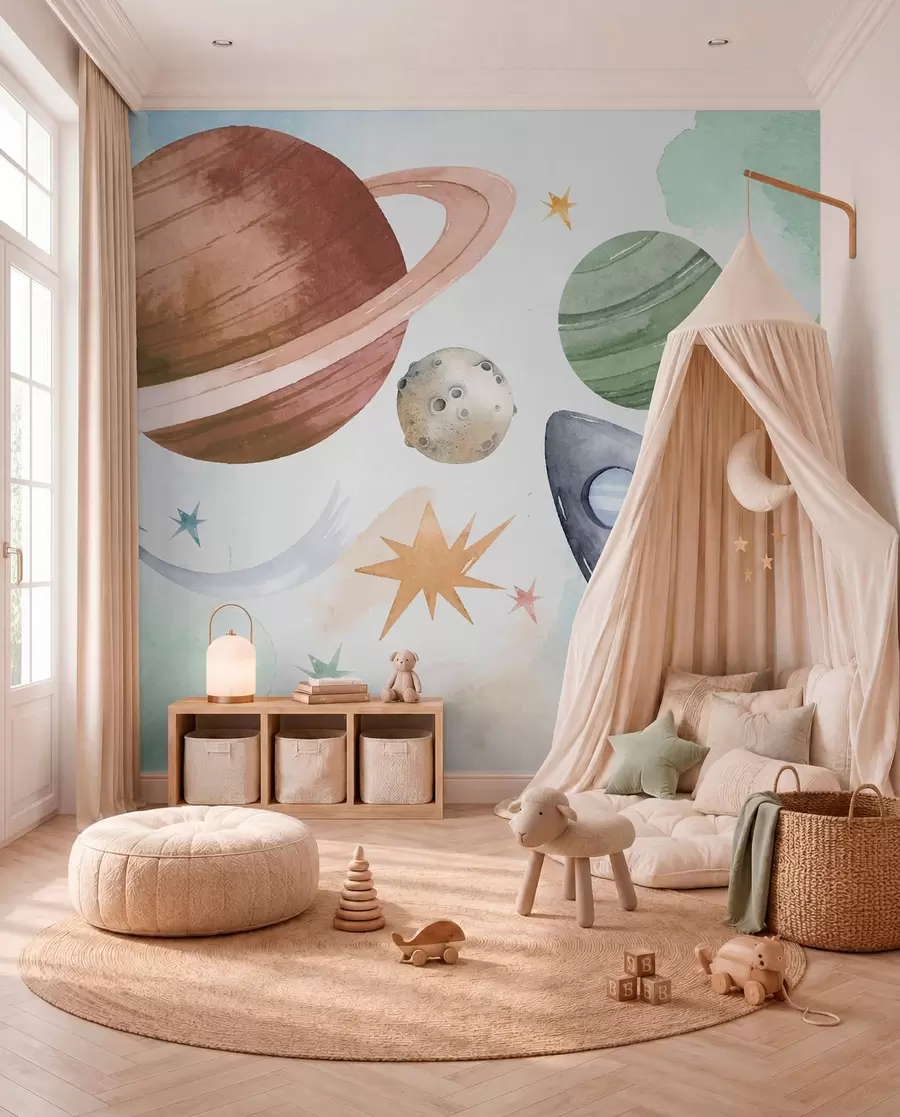 fototapet Paradă de planete pastel w00539