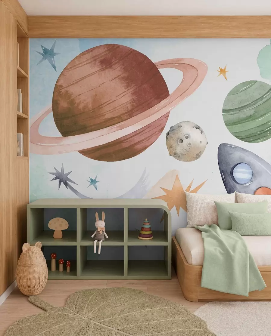 fototapet Paradă de planete pastel w00539