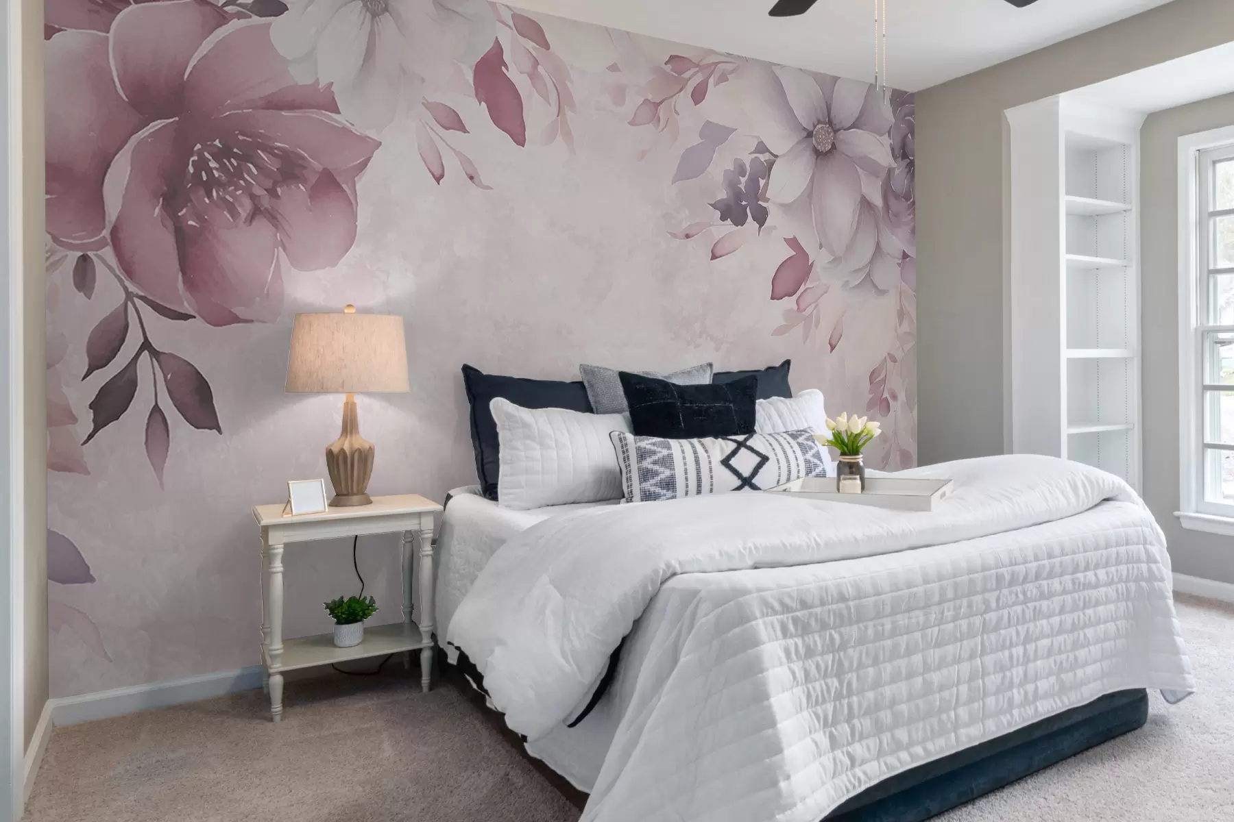 fototapet flori mari, flori roz, delicate, culoare roz w00606