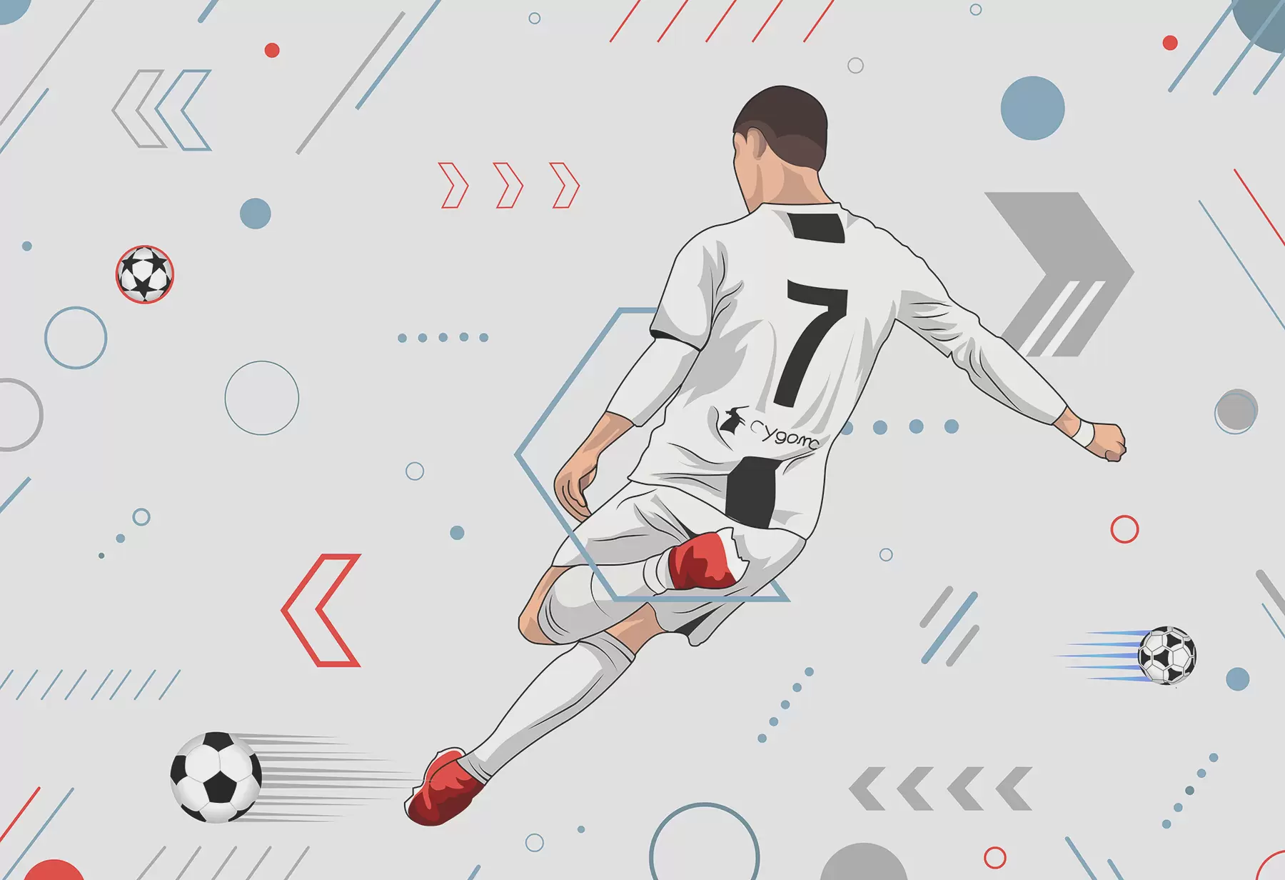 fototapet Wallpaper cu jucător de fotbal și atribute de fotbal w00688