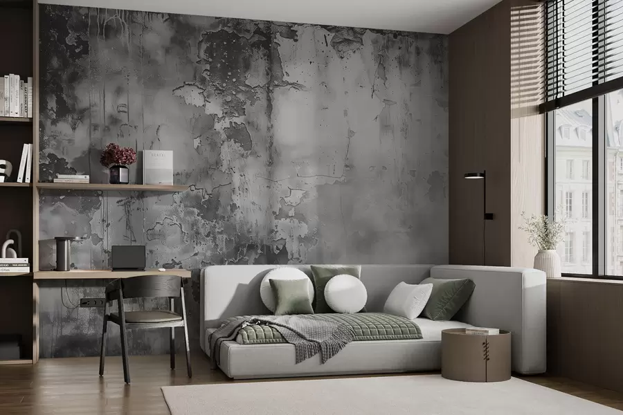 fototapet Gray shabby perete și fum w00766
