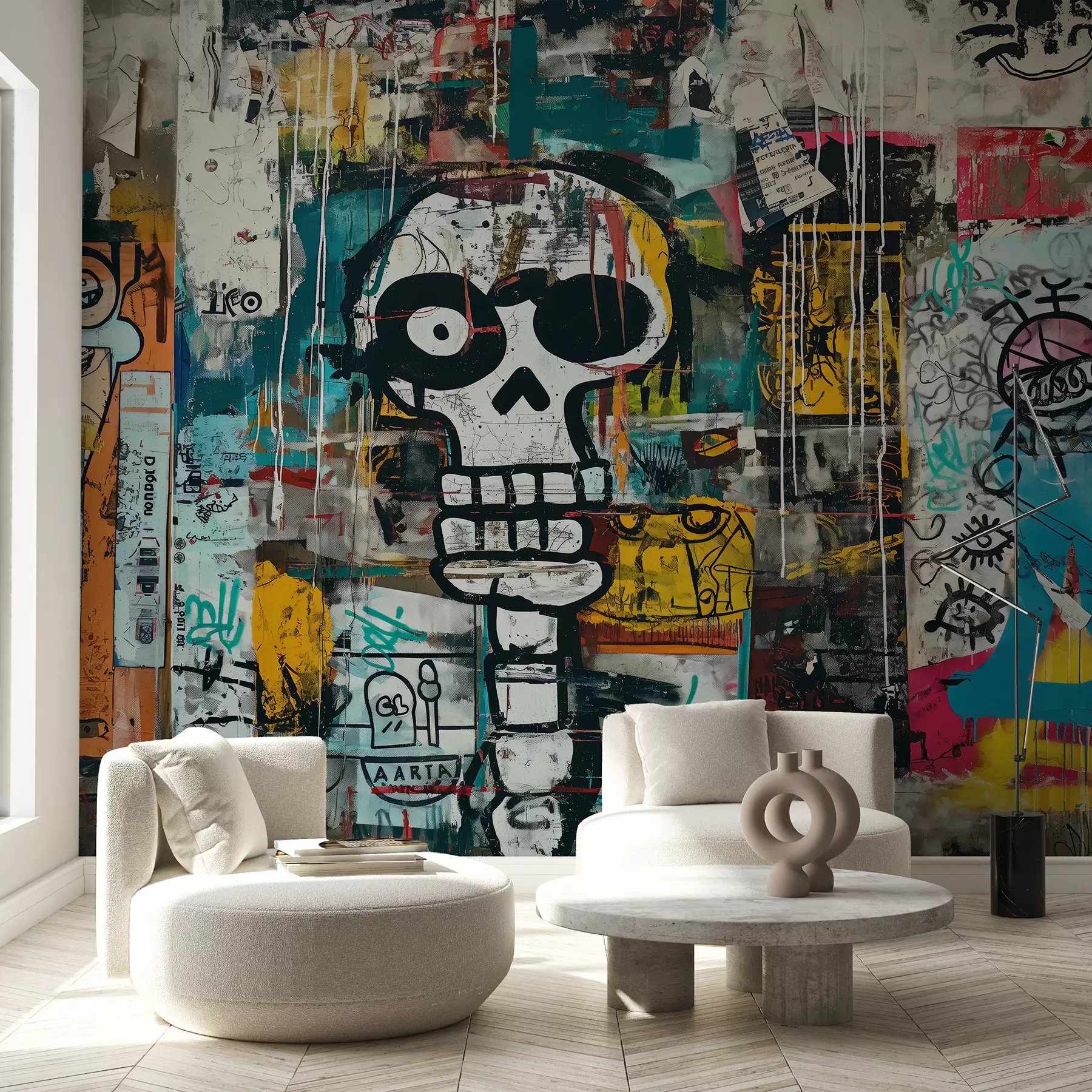 fototapet Graffiti colorat în stilul Basquiat w01187