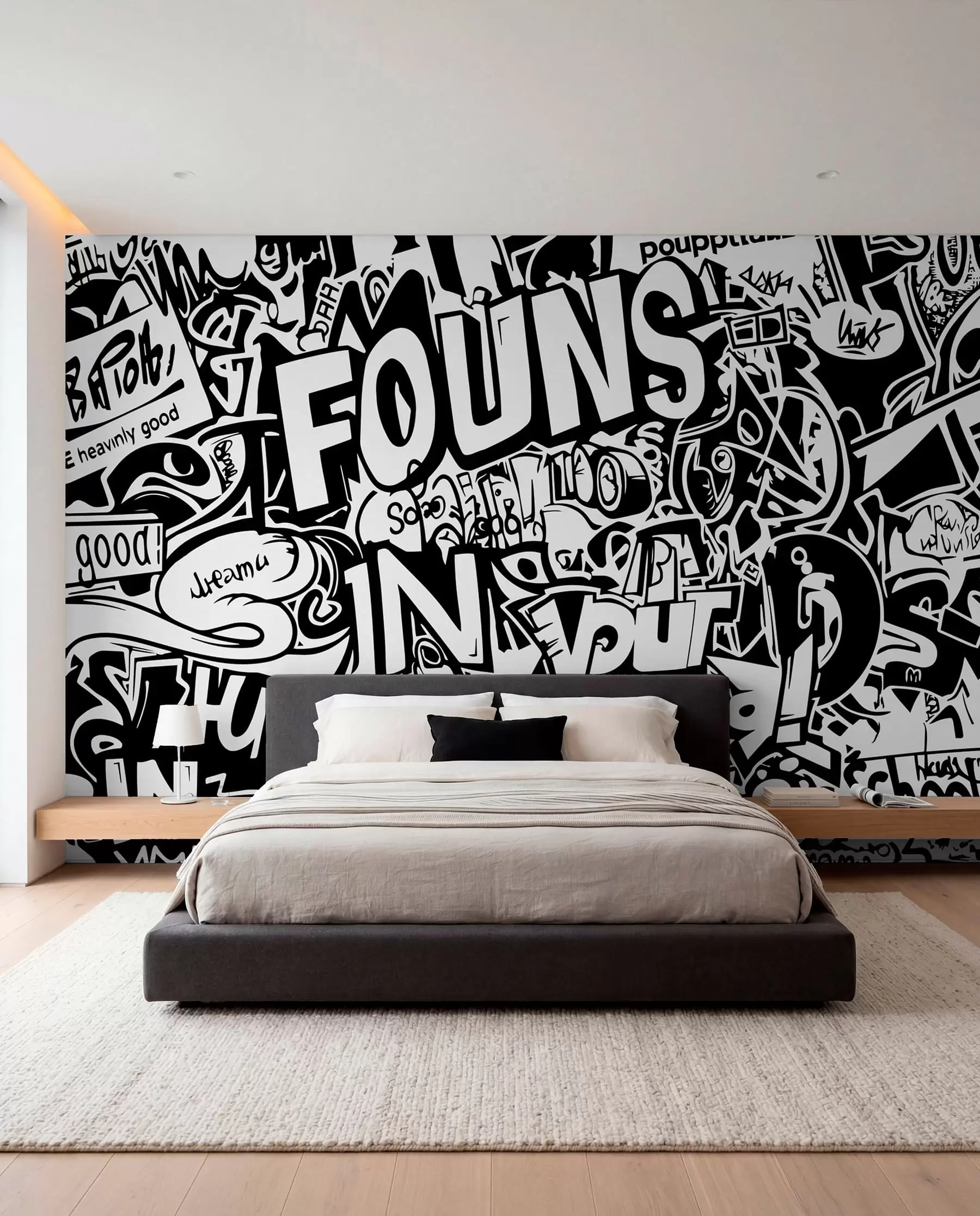 fototapet Graffiti alb-negru w01190