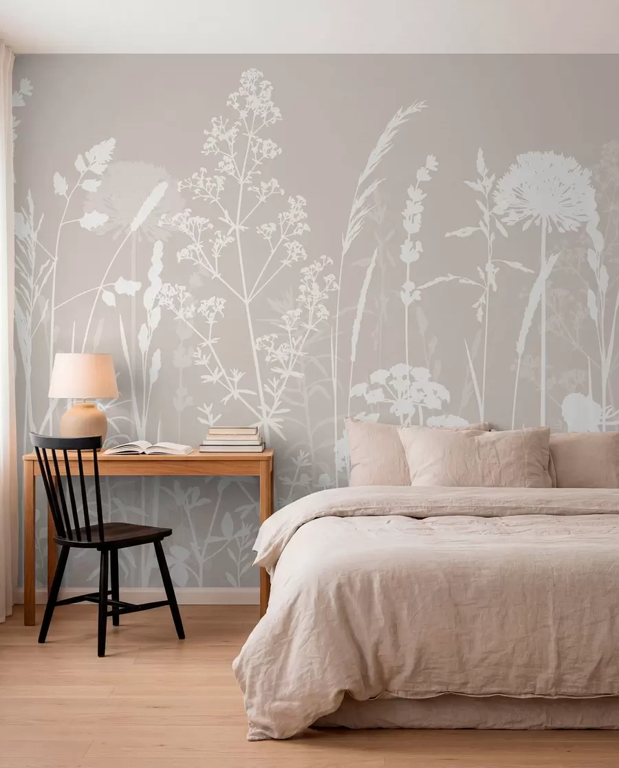 fototapet Câmp blând plante și flori minimalism w01270