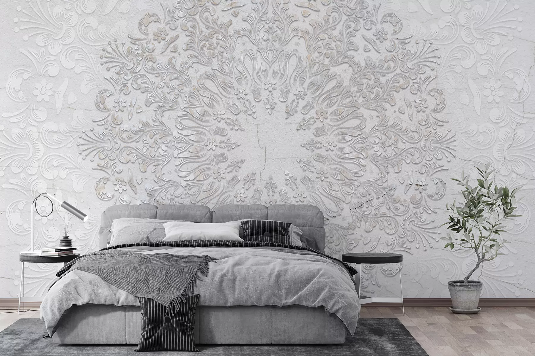fototapet Un imprimeu mandala foarte detaliat care creează un design frumos și delicat de dantelă w01249