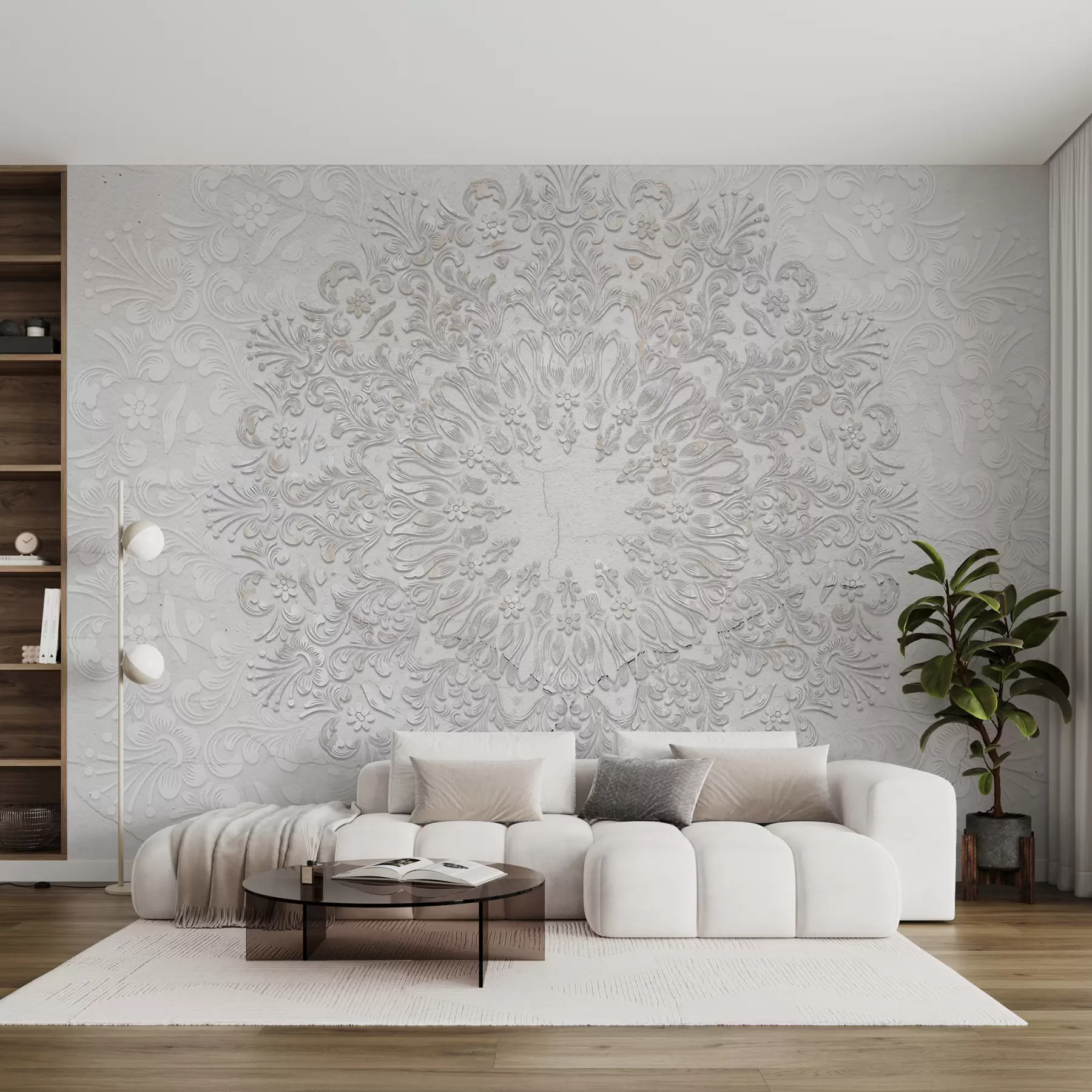 fototapet Un imprimeu mandala foarte detaliat care creează un design frumos și delicat de dantelă w01249