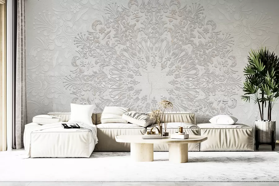 fototapet Un imprimeu mandala foarte detaliat care creează un design frumos și delicat de dantelă w01249