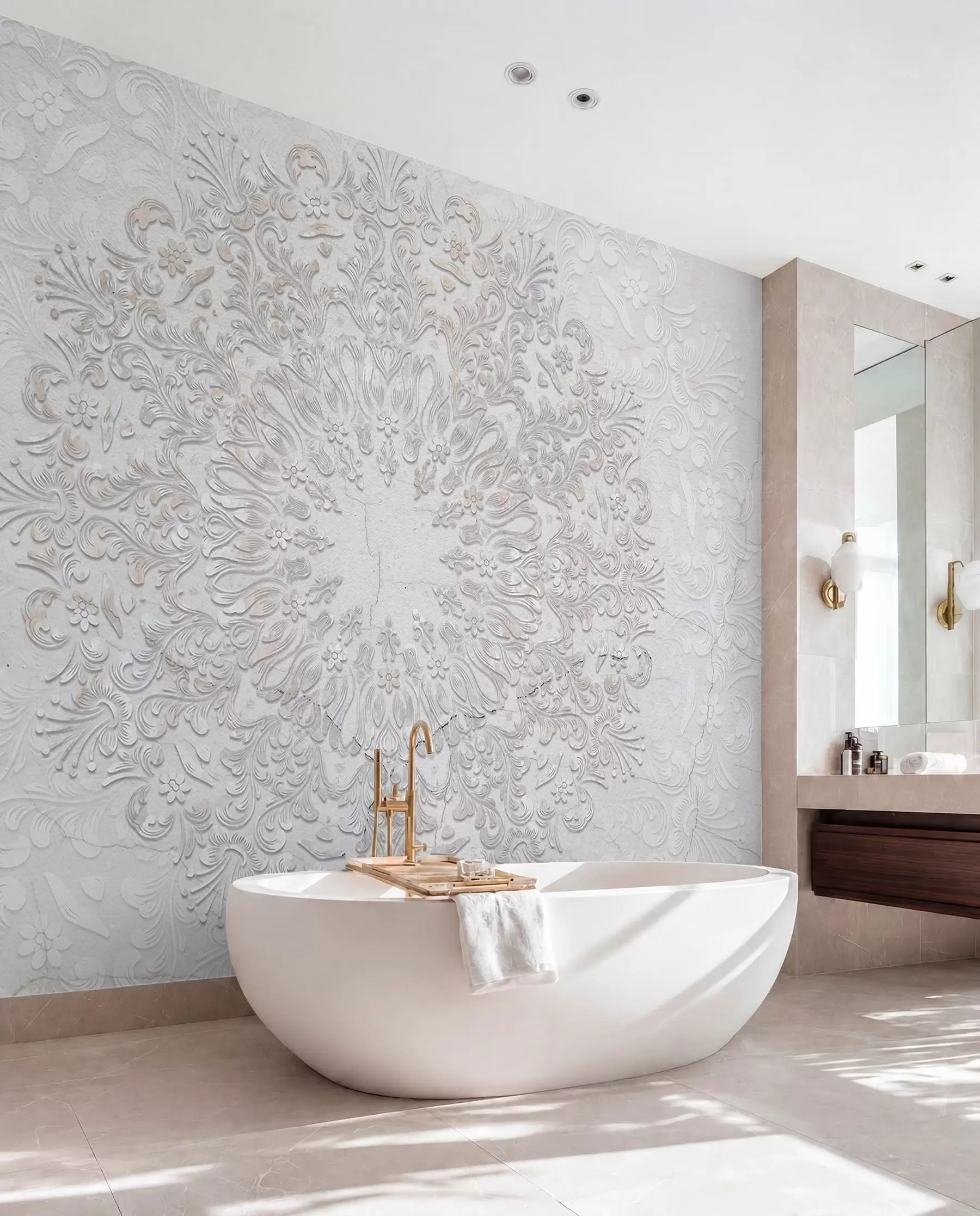 fototapet Un imprimeu mandala foarte detaliat care creează un design frumos și delicat de dantelă w01249