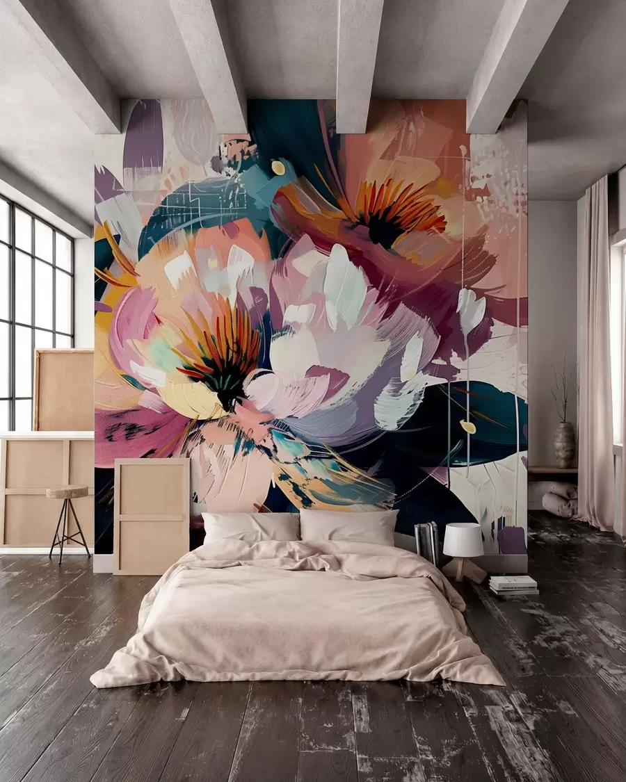 fototapet Florile mari sunt pictate în ulei w07940