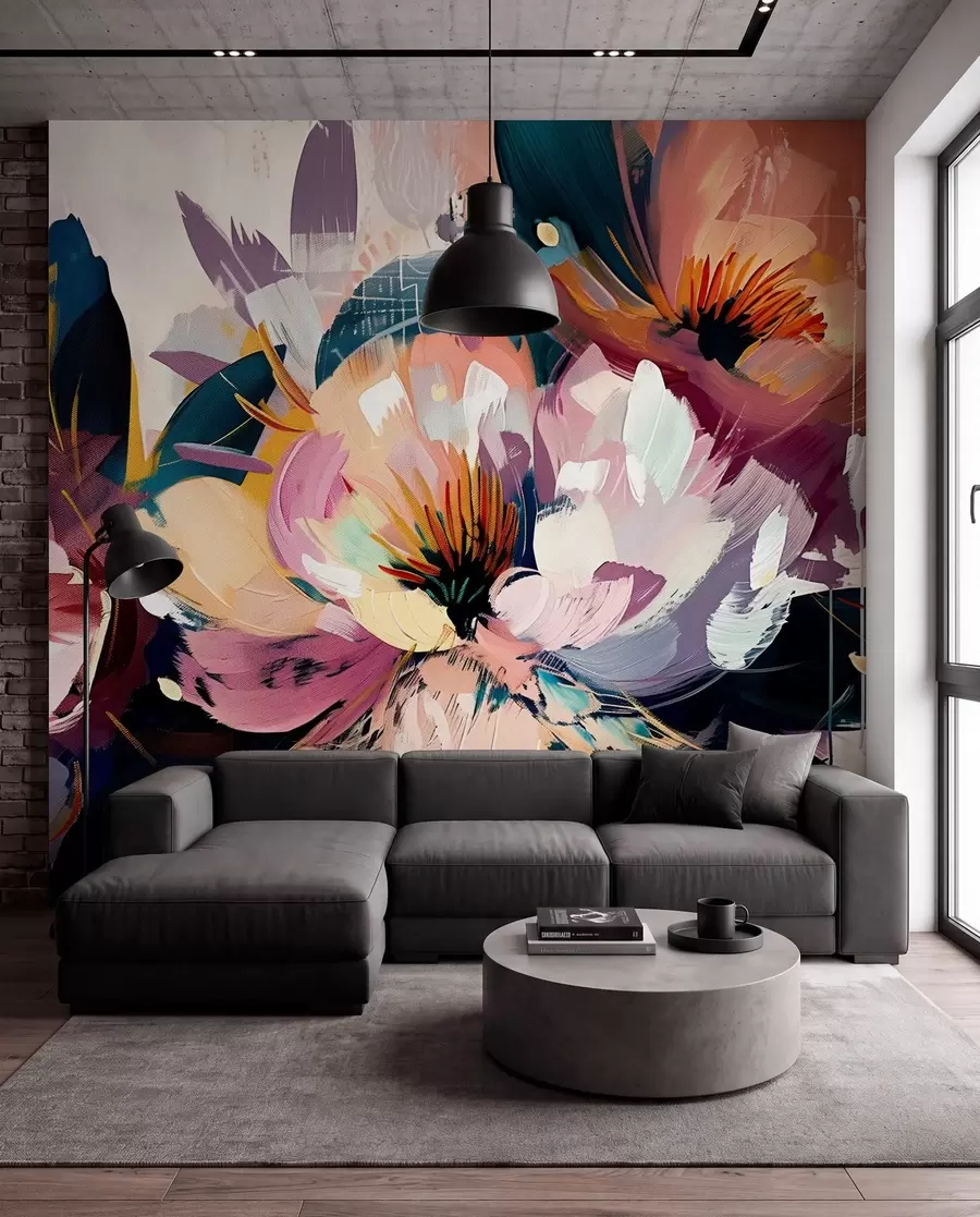 fototapet Florile mari sunt pictate în ulei w07940