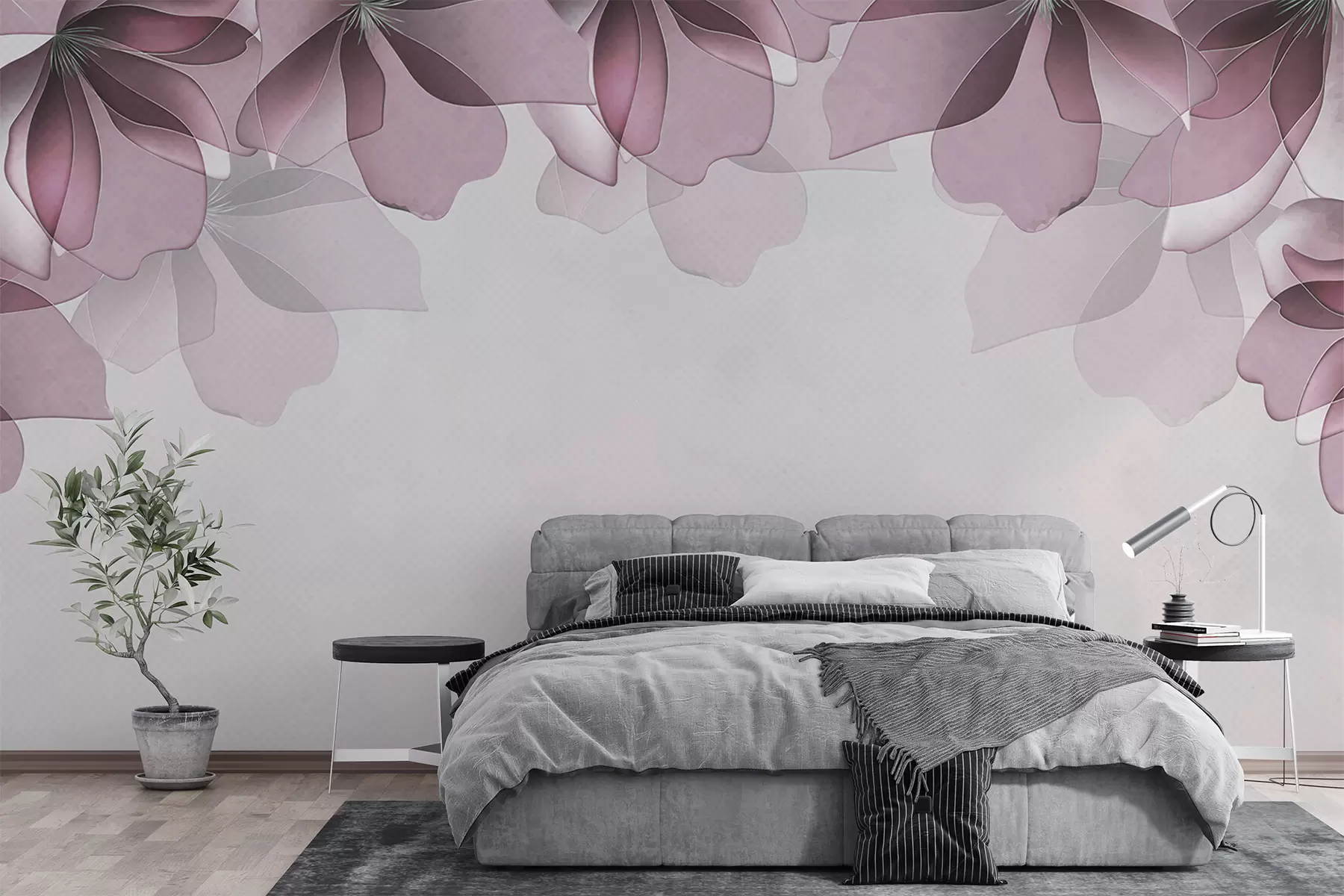 fototapet flori mari roz translucid w08041