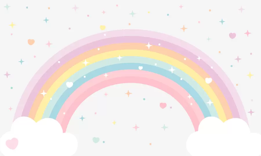 fototapet Curcubeu colorat cu stele și inimi stil scandinav w08109