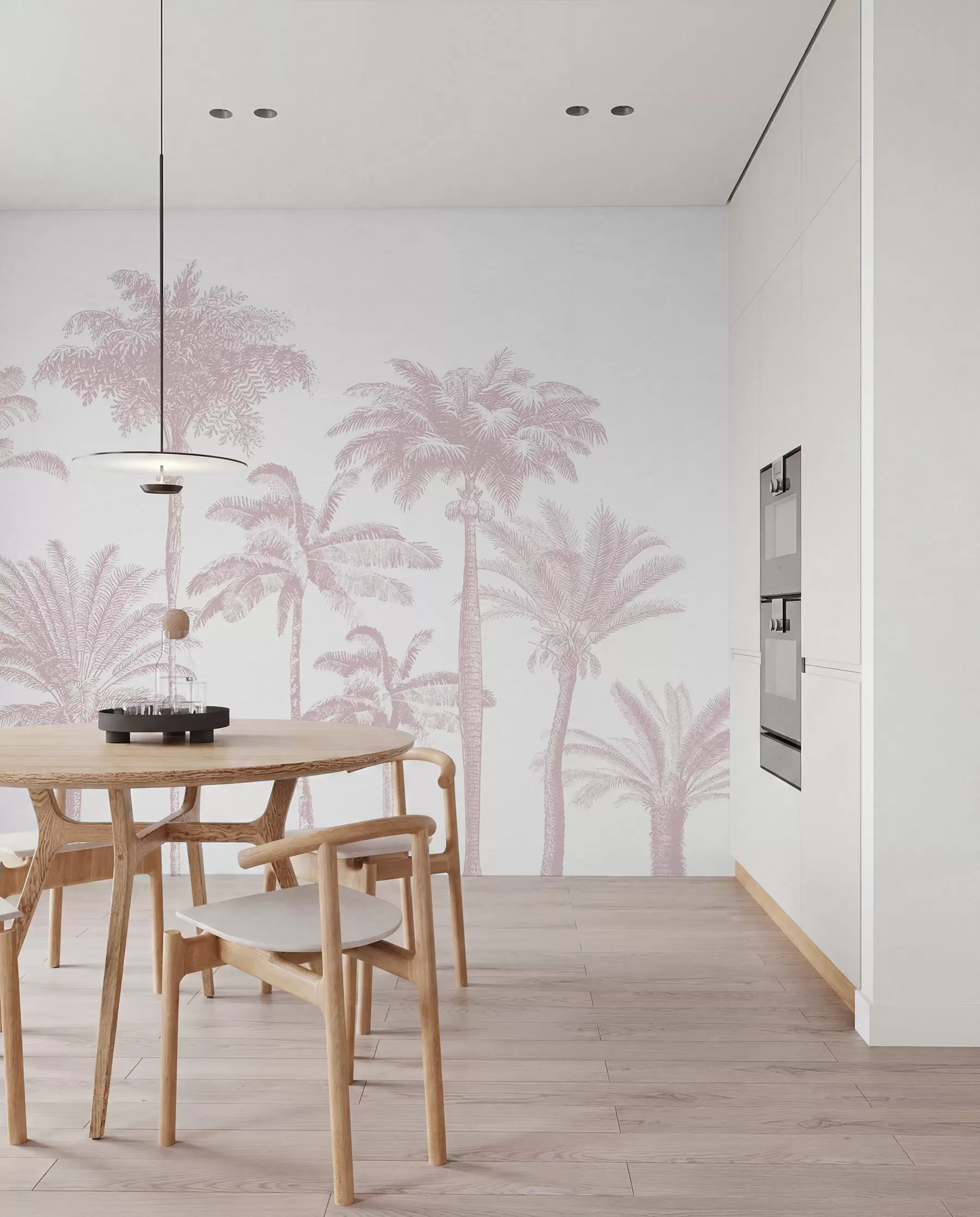 fototapet Palmieri tropicali oază minimă de culoare roz w08111v1