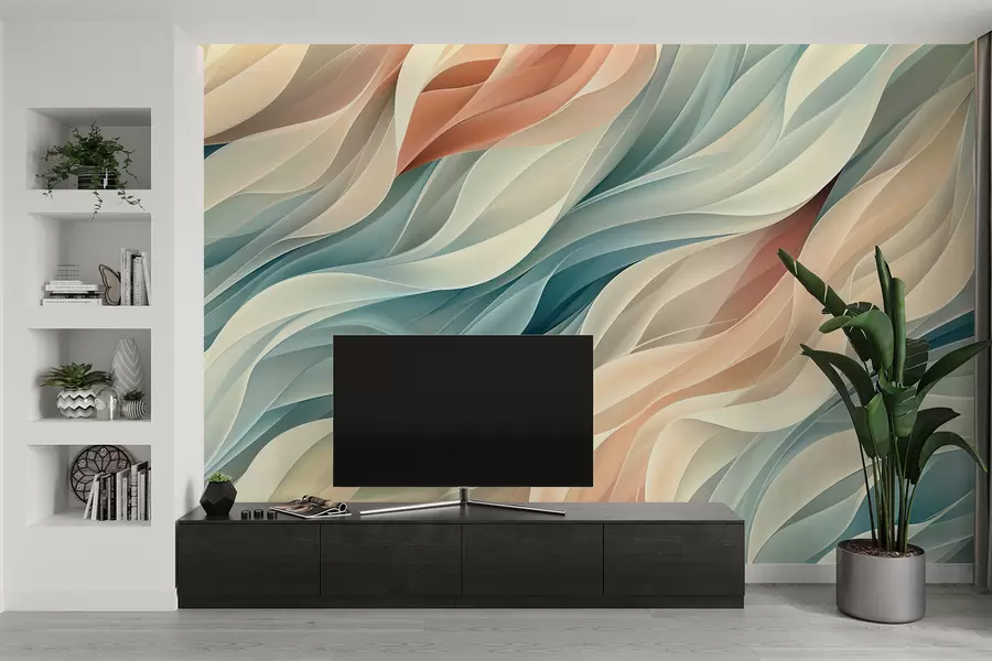fototapet Design abstract fermecător cu valuri pastelate moi w01335