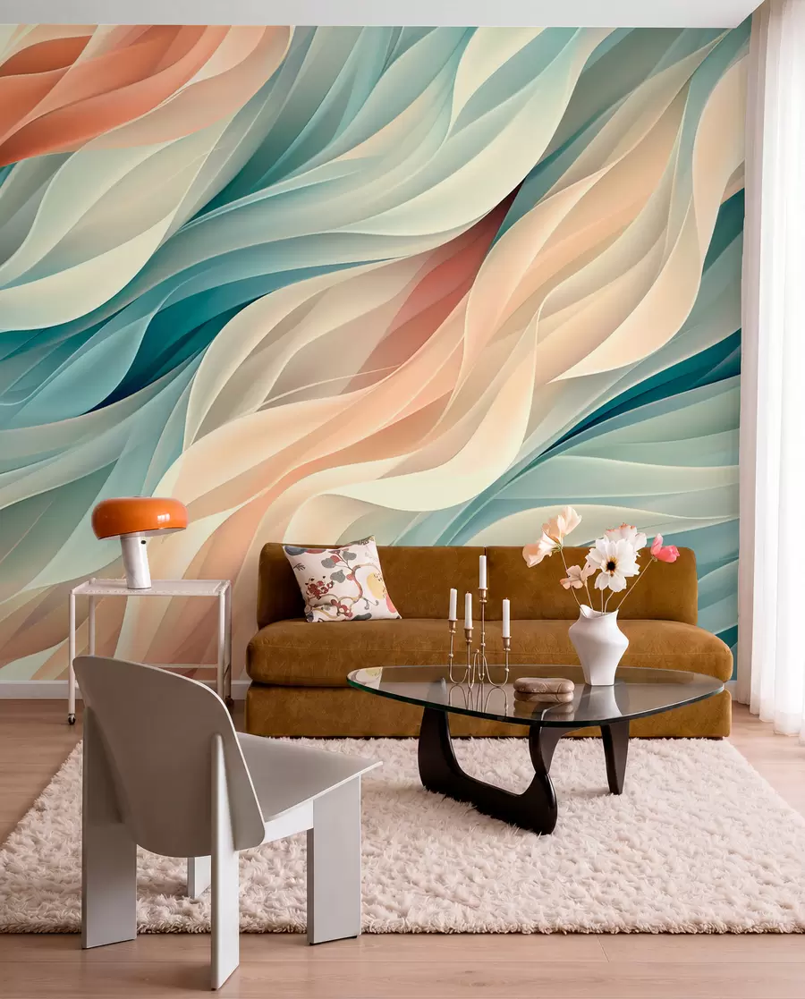 fototapet Design abstract fermecător cu valuri pastelate moi w01335