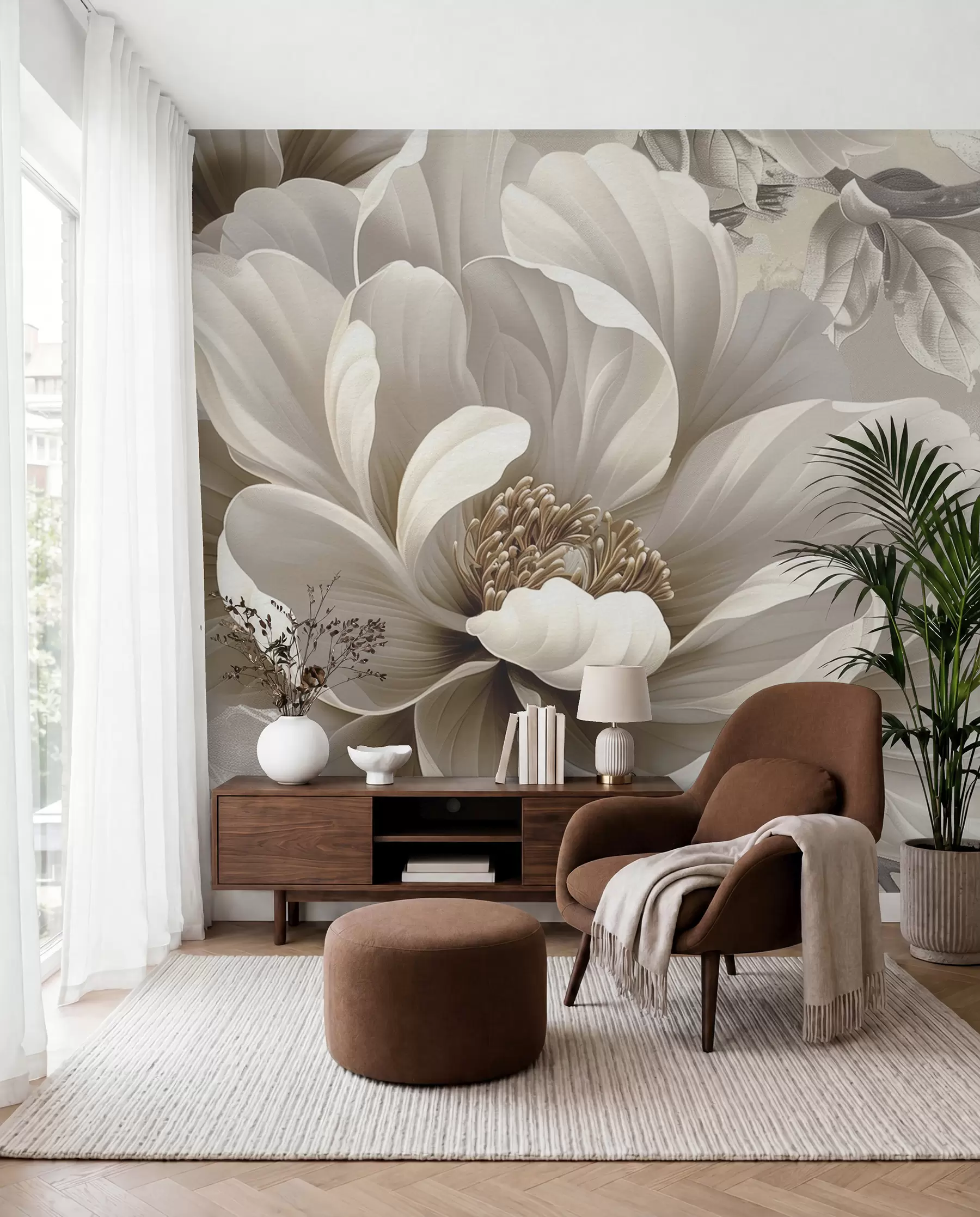fototapet Floare crem și volute w08181v2