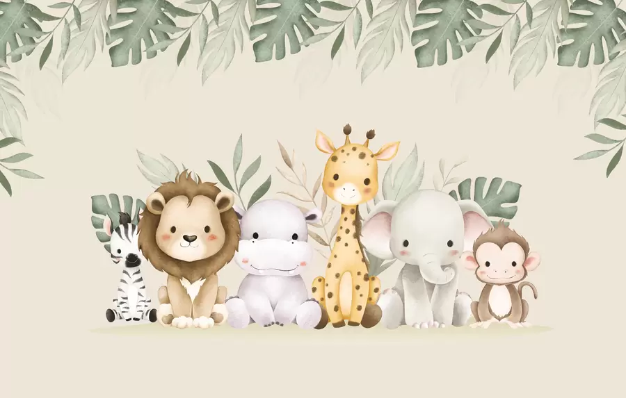 fototapet animale safari cu vopsele de acuarelă w01406