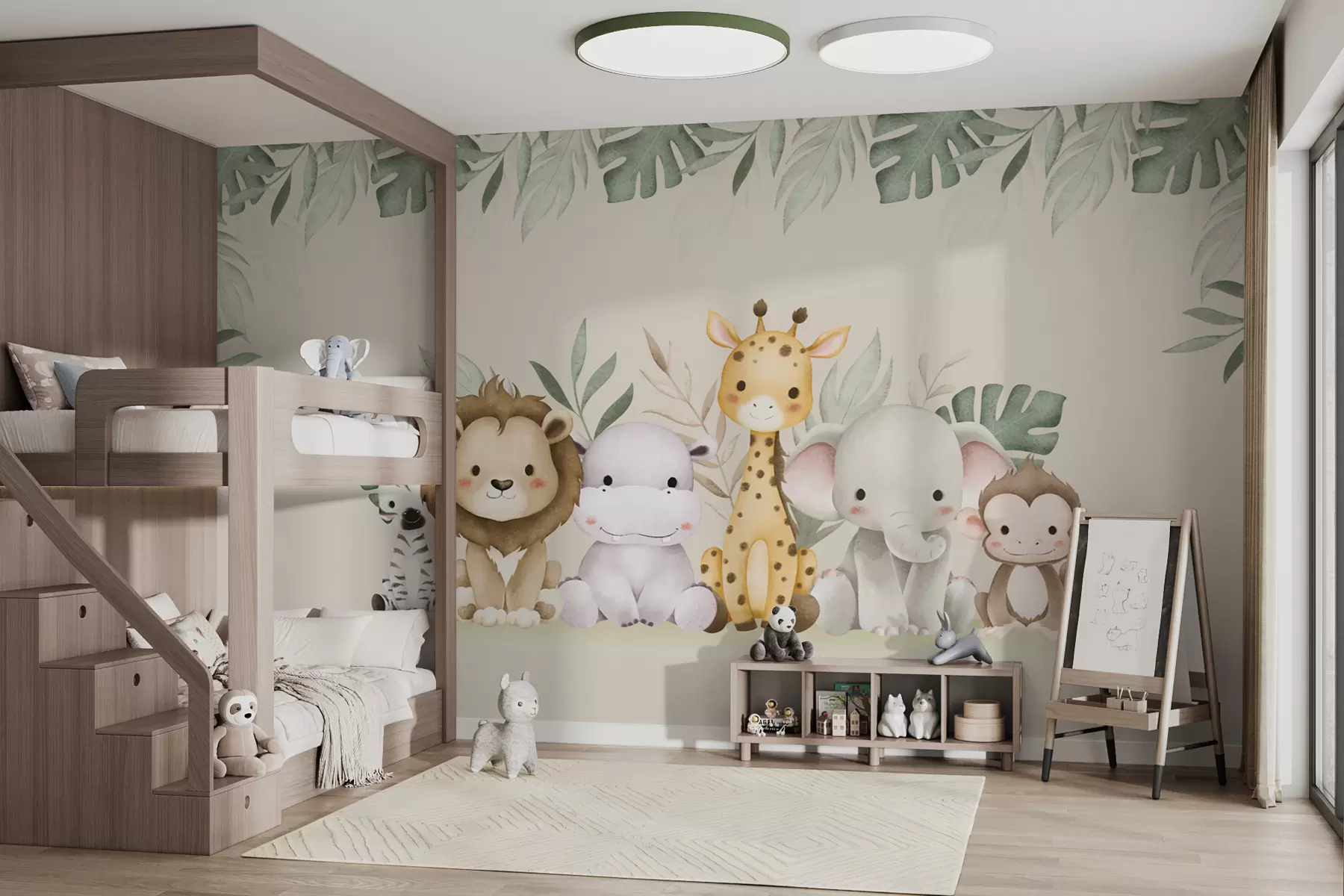 fototapet animale safari cu vopsele de acuarelă w01406