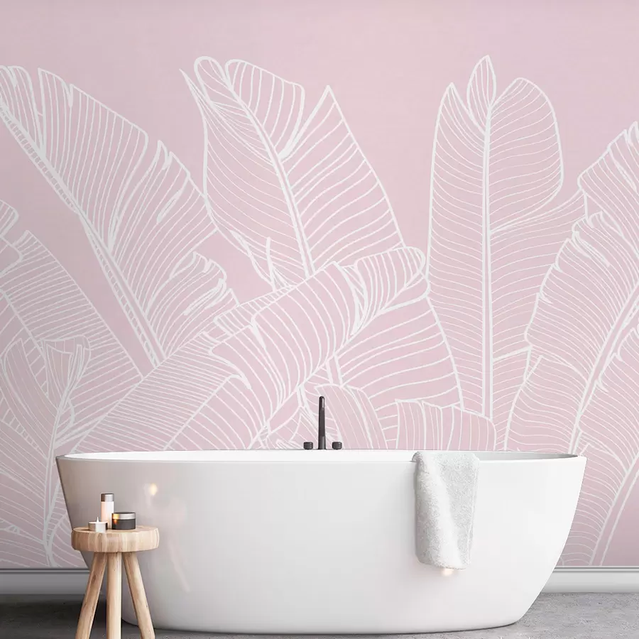 fototapet Tropical banane frunze roz culoare minimalism tendință nouă w08210v3