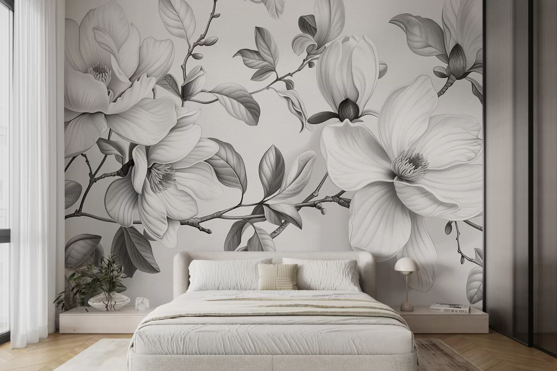 fototapet Eleganță monocromă magnolie w01429