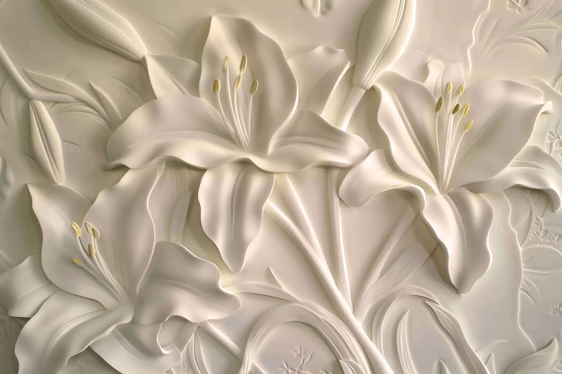 fototapet Basorelief cu crini mari de culoare bej w01434