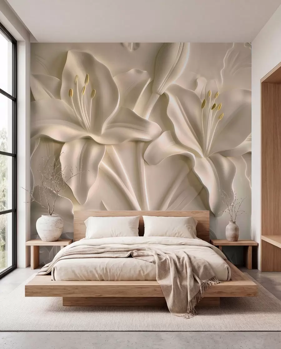 fototapet Basorelief cu crini mari de culoare bej w01434