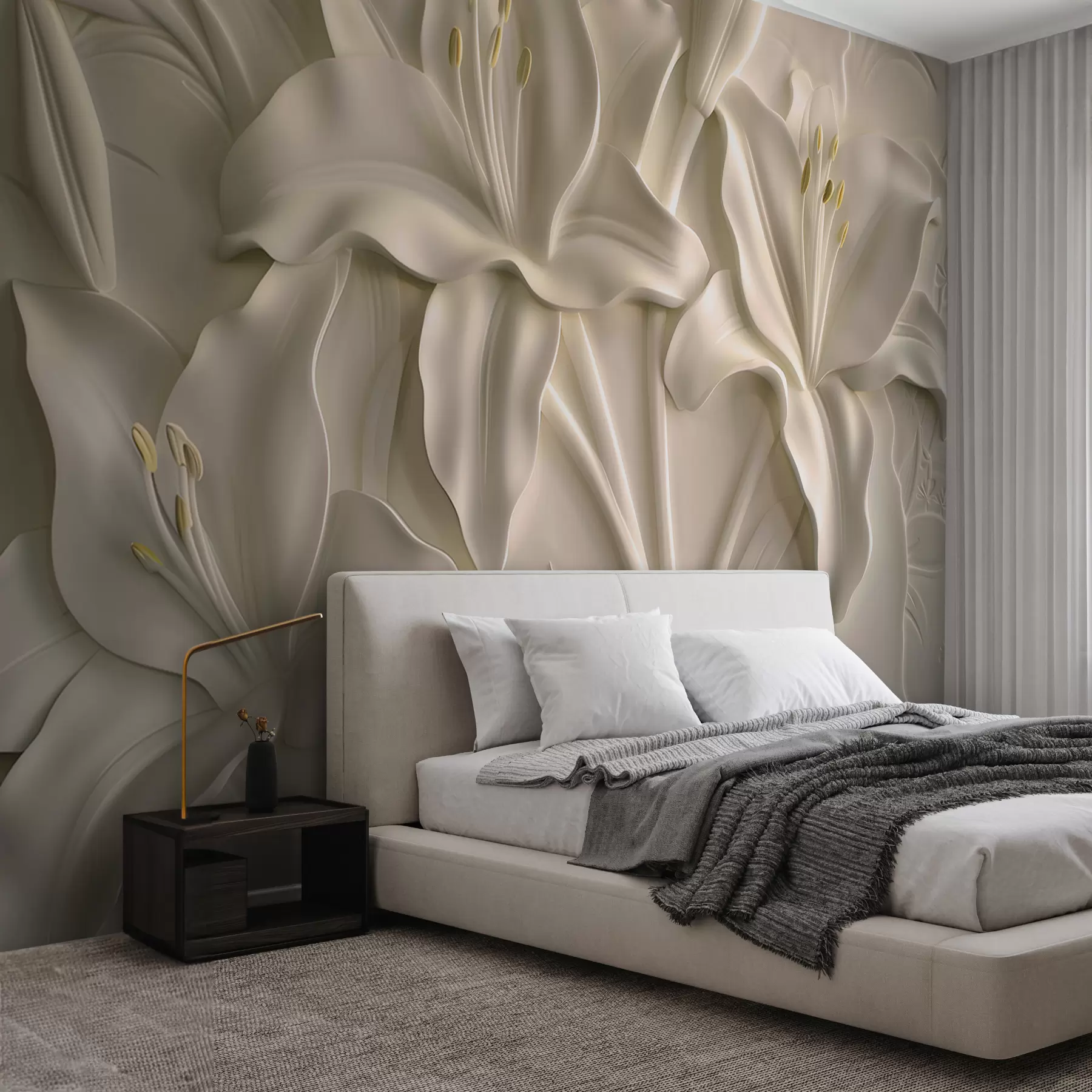 fototapet Basorelief cu crini mari de culoare bej w01434