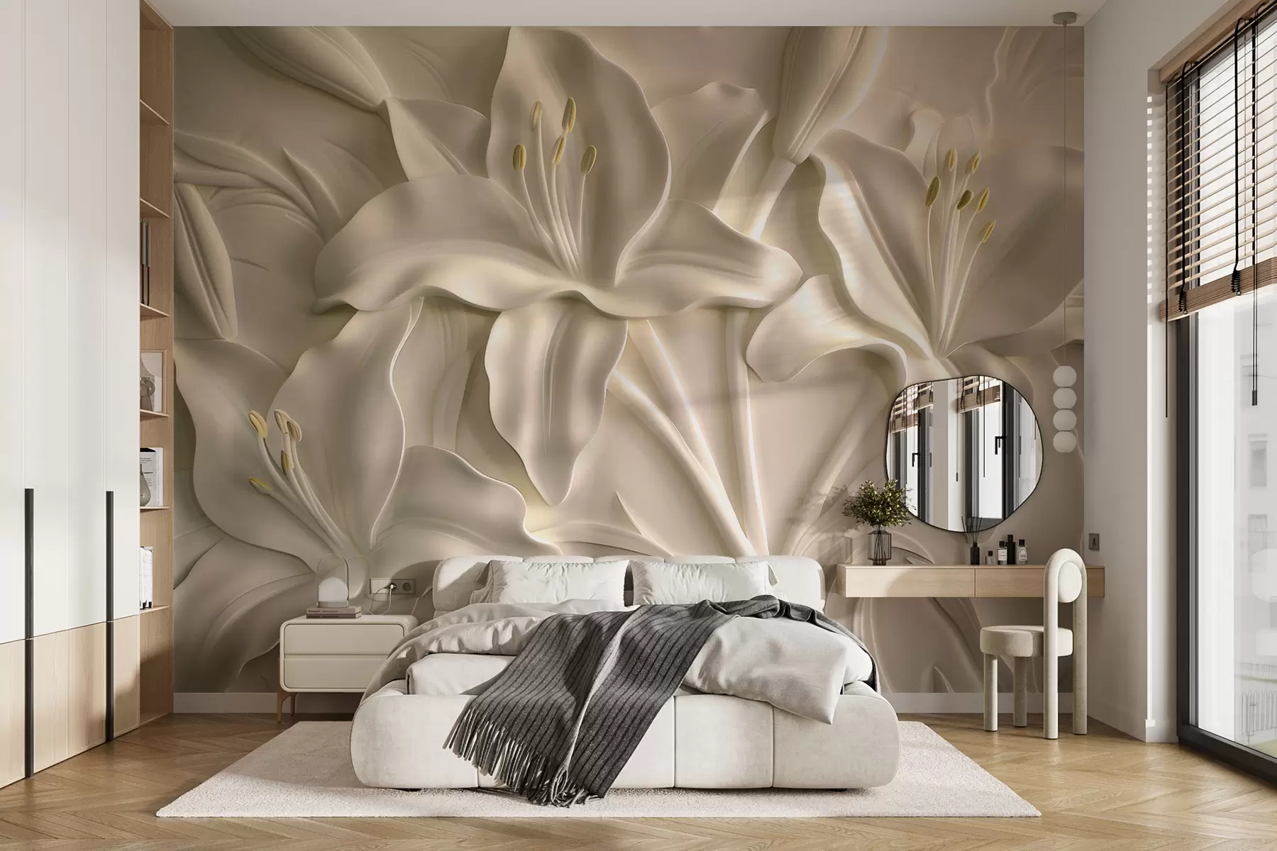 fototapet Basorelief cu crini mari de culoare bej w01434