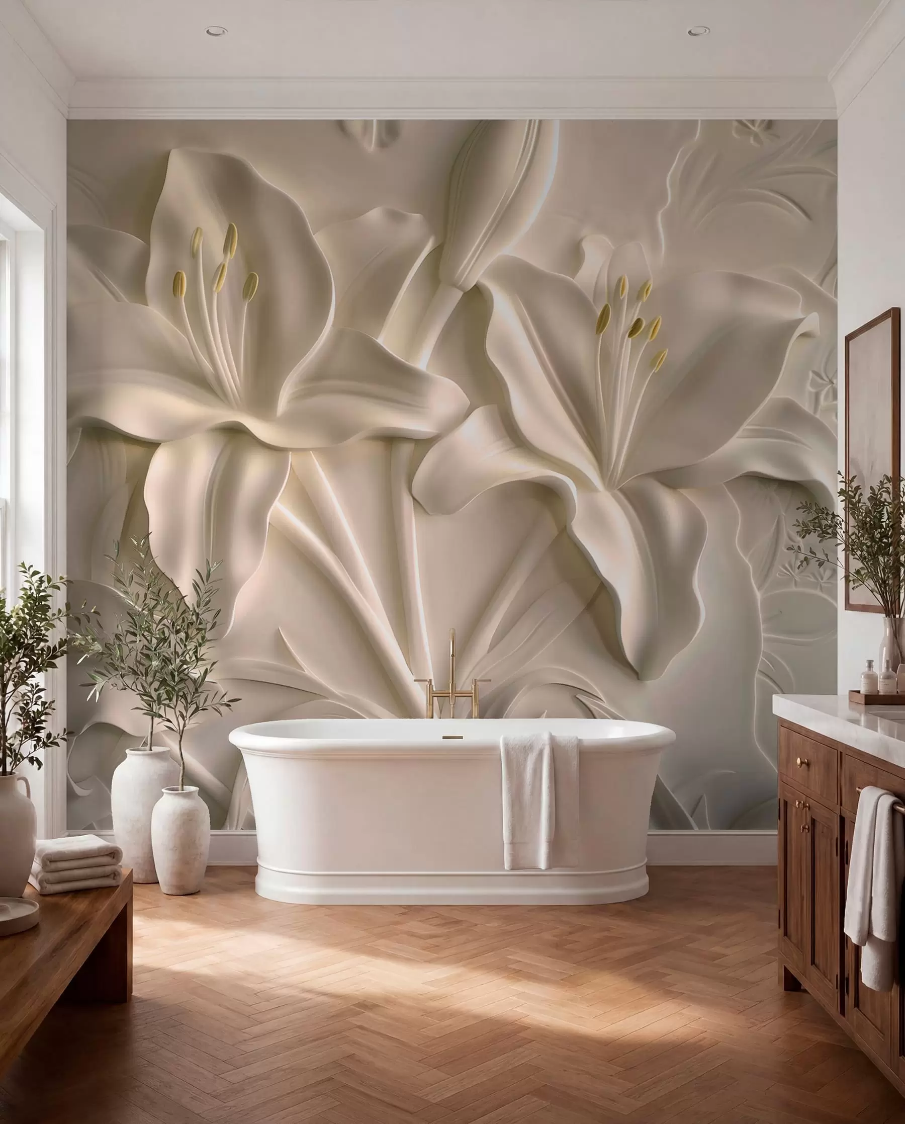 fototapet Basorelief cu crini mari de culoare bej w01434