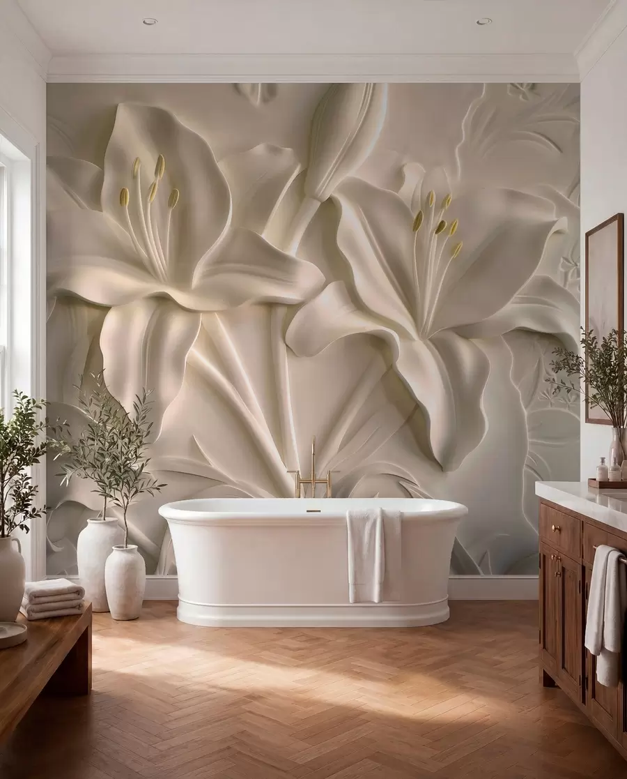 fototapet Basorelief cu crini mari de culoare bej w01434