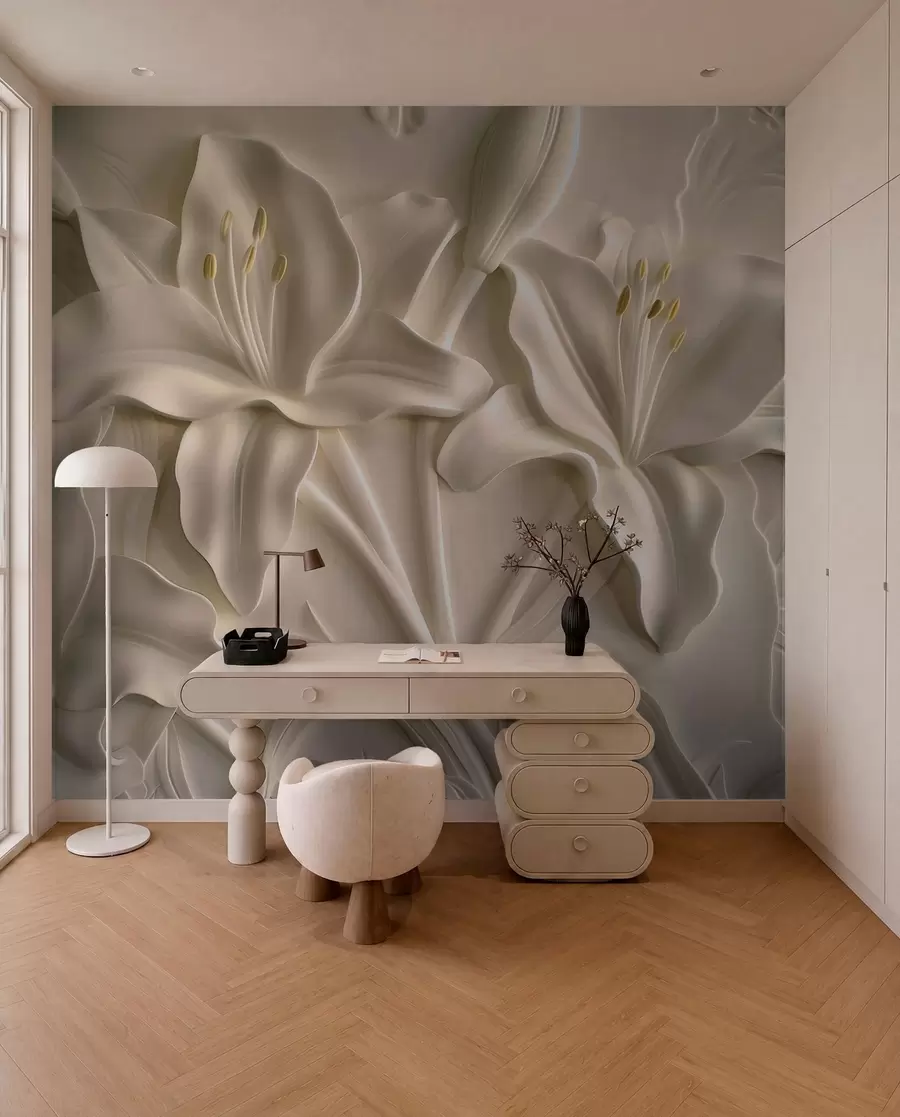fototapet Basorelief cu crini mari de culoare bej w01434