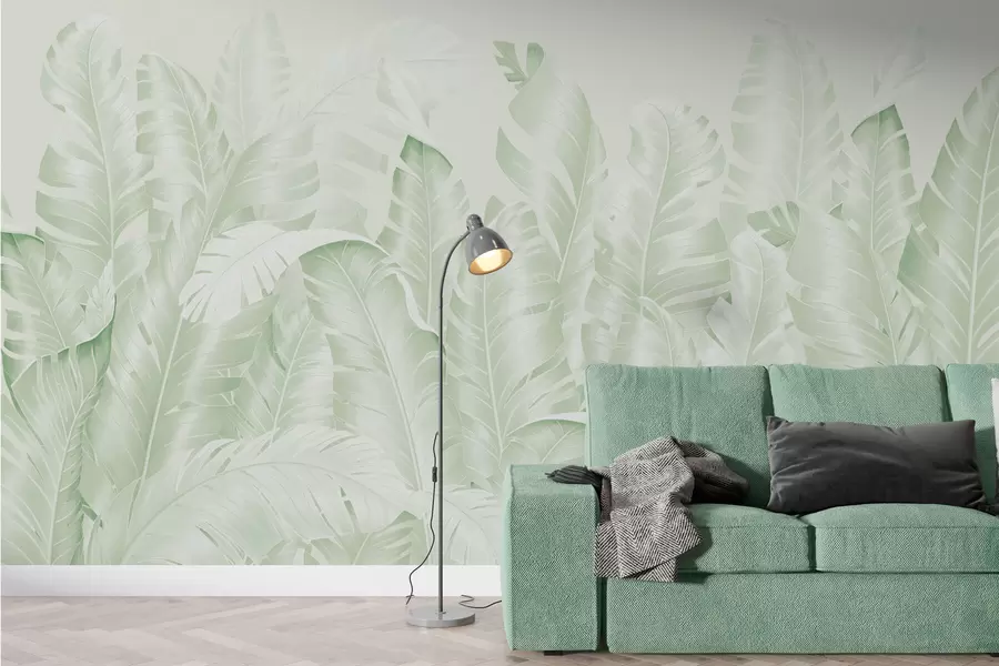fototapet Frunze verzi tropicale pastelate la modă w01481v2