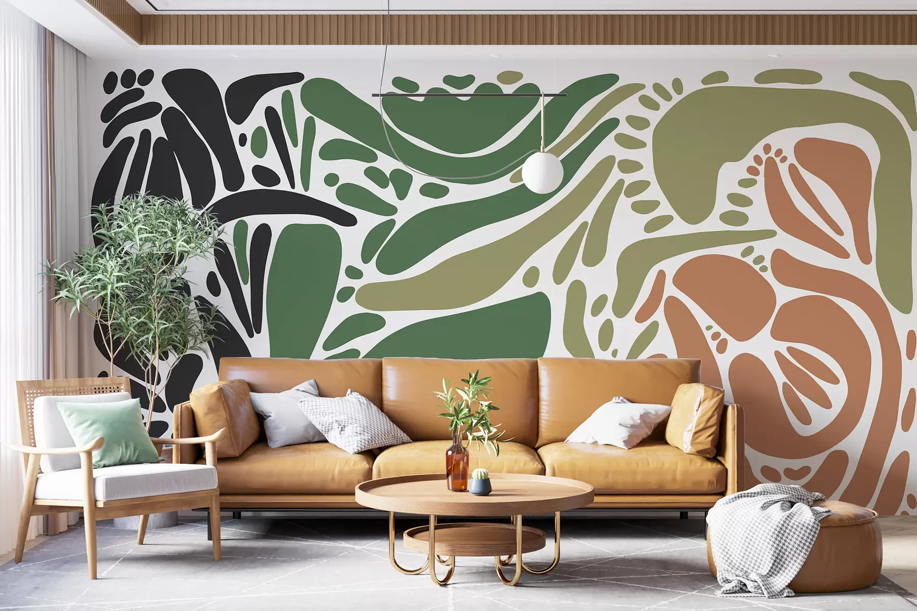 fototapet Model geometric abstract, stil tribal, culori naturale w01623v7