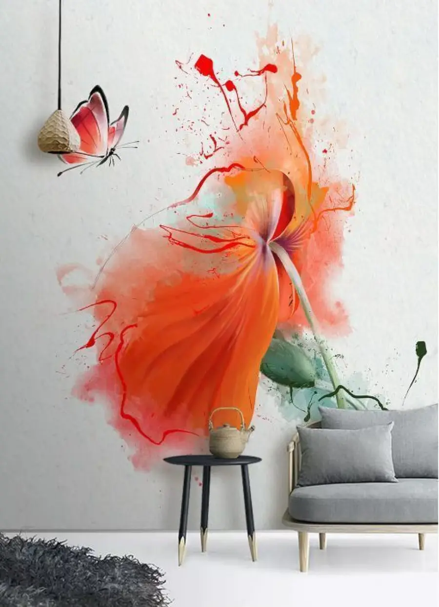fototapet Poppy și fluture u34147