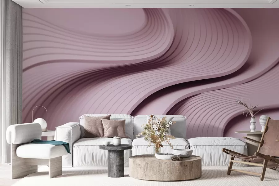 fototapet Valuri voluminoase elegante în stil 3D în nuanțe de pudră w01147v1