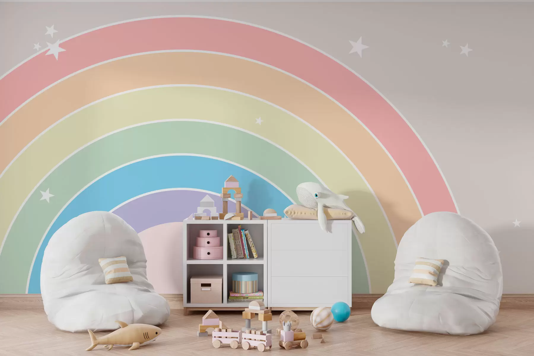 fototapet Curcubeu cu stele w08305