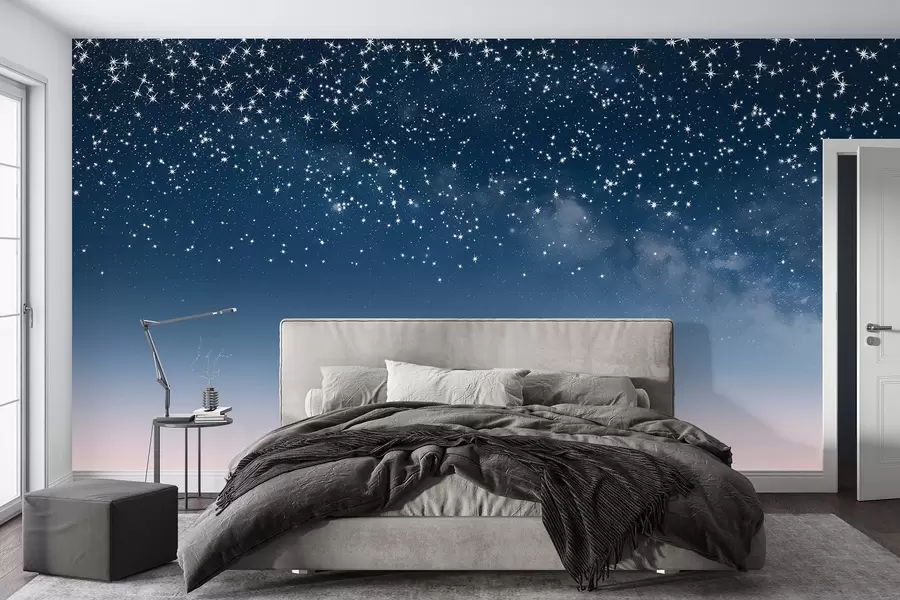 fototapet Cer de noapte înstelat, gradient roz, cosmic, constelații w01797